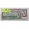 Image 1 : LOT OF 2 CANADIAN BILLS 1954, INCLUDING 1 DOLLAR