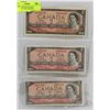 Image 1 : LOT OF 3 1954 STOCK SHEET CANADIAN 2 DOLLAR BILLS