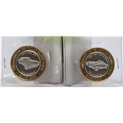 SET OF 3 - $10 VEGAS SILVER STRIKE GAMING TOKENS.