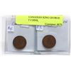 Image 1 : LOT OF 2 CANADIAN KING GEORGE ONE CENT COINS,