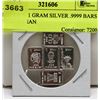 Image 1 : LOT OF 5- 1 GRAM SILVER .9999 BARS INCL  INDIAN