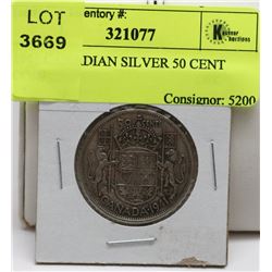 1941 CANADIAN SILVER 50 CENT COIN