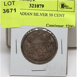 1943 CANADIAN SILVER 50 CENT COIN