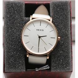 NEW KEZZIE LADIES WATCH WHITE STRAP.