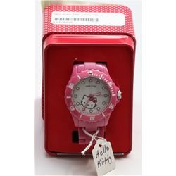 NEW HELLO KITTY WATCH PINK STRAP TIN BOX.