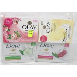 12 BARS OF ASSORTED DOVE AND OLAY SOAP