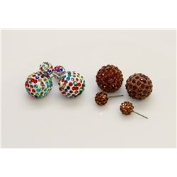 2 PAIRS OF NEW "DOUBLE THE FUN" SPARKLE BALLS STUD