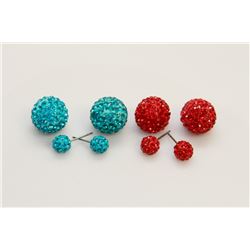 2 PAIRS OF NEW "DOUBLE THE FUN" SPARKLE BALLS STUD