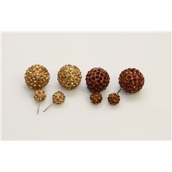 2 PAIRS OF NEW "DOUBLE THE FUN" SPARKLE BALLS STUD