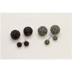 2 PAIRS OF NEW "DOUBLE THE FUN" SPARKLE BALLS STUD