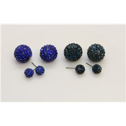 2 PAIRS OF NEW "DOUBLE THE FUN" SPARKLE BALLS STUD