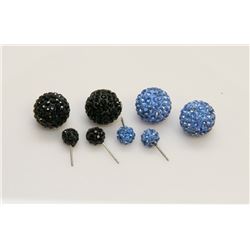 2 PAIRS OF NEW "DOUBLE THE FUN" SPARKLE BALLS STUD
