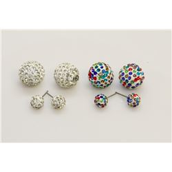 2 PAIRS OF NEW "DOUBLE THE FUN" SPARKLE BALLS STUD