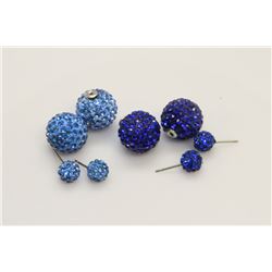 2 PAIRS OF NEW "DOUBLE THE FUN" SPARKLE BALLS STUD