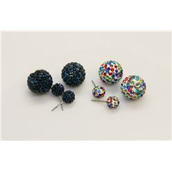 2 PAIRS OF NEW "DOUBLE THE FUN" SPARKLE BALLS STUD