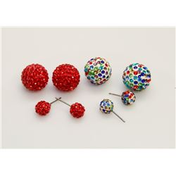 2 PAIRS OF NEW "DOUBLE THE FUN" SPARKLE BALLS STUD