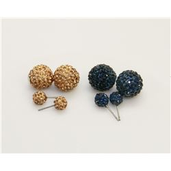 2 PAIRS OF NEW "DOUBLE THE FUN" SPARKLE BALLS STUD