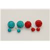 Image 1 : 2 PAIRS OF NEW "DOUBLE THE FUN" SPARKLE BALLS STUD