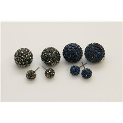 2 PAIRS OF NEW "DOUBLE THE FUN" SPARKLE BALLS STUD