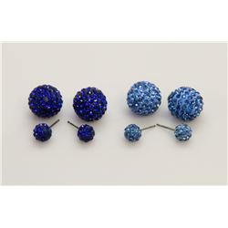 2 PAIRS OF NEW "DOUBLE THE FUN" SPARKLE BALLS STUD