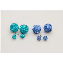 2 PAIRS OF NEW "DOUBLE THE FUN" SPARKLE BALLS STUD