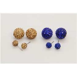 2 PAIRS OF NEW "DOUBLE THE FUN" SPARKLE BALLS STUD