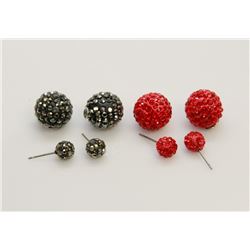 2 PAIRS OF NEW "DOUBLE THE FUN" SPARKLE BALLS STUD