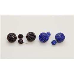 2 PAIRS OF NEW "DOUBLE THE FUN" SPARKLE BALLS STUD