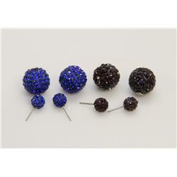 2 PAIRS OF NEW "DOUBLE THE FUN" SPARKLE BALLS STUD