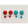 Image 1 : 2 PAIRS OF NEW "DOUBLE THE FUN" SPARKLE BALLS STUD