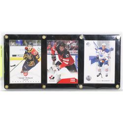 3 FRAMED CONNOR MCDAVID CARDS INCL OHL, TEAM