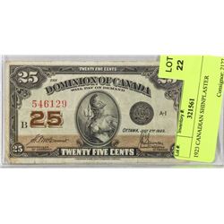 1923 CANADIAN SHINPLASTER