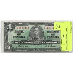 1937 CANADIAN 1 DOLLAR BILL