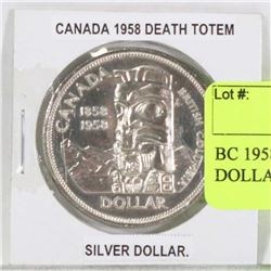 BC 1958 DEATH TOTEM SILVER DOLLAR.