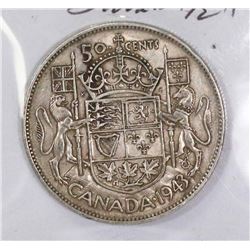 1943 CANADIAN SILVER HALF DOLLAR