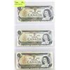 Image 1 : LOT OF 3 CANADIAN 1 DOLLAR BILLS