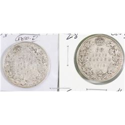 LOT OF 2 CANADIAN SILVER HALF DOLLARS,