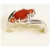 Image 1 : LADIES SIZE 8.5 FASHION RING, ORANGE STONE