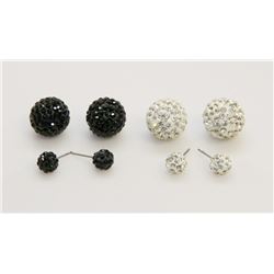 2 PAIRS OF NEW "DOUBLE THE FUN" SPARKLE BALLS STUD