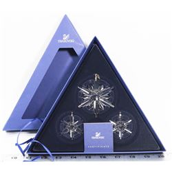 SET OF 3 SWAROVSKI CRYSTAL SNOWFLAKE ORNAMENT SET