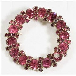 VINTAGE DUSTY ROSE RHINESTONE BROOCH