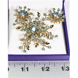 VINTAGE ICE BLUE RHINESTONE BROOCH AND EARRING SET