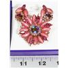 Image 1 : VINTAGE PINK RHINESTONE BROOCH AND EARRING SET.