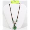 Image 1 : JADE BEADED NECKLACE, 18" LONG