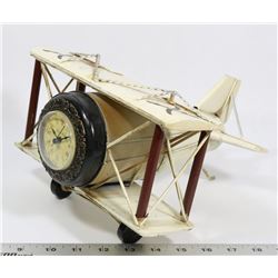 VINTAGE STYLE METAL AIRPLANE DESK CLOCK