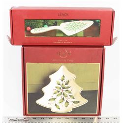 LENOX CHRISTMAS IVY DISH & DESSERT SERVER