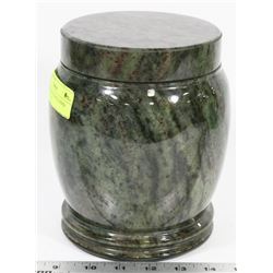 MARBLE DESIGN STONE LIDDED JAR/URN, 7" TALL