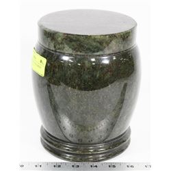 MARBLE DESIGN STONE LIDDED JAR/URN, 7" TALL