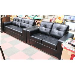 NEW BLACK LEATHERETTE 85" SOFA WITH 61" LOVESEAT