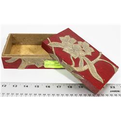 HAND MADE STONE CARVED TRINKET BOX, 7 X 4-1/2